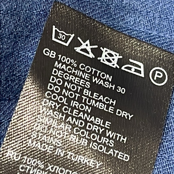 Reiss Caffrey Textured Grandad Collar Shirt Denim Navy Blue M - Picture 13 of 13